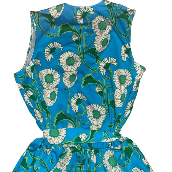 JB by Julie Brown Blue Floral Faux Wrap Tie Waist Romper - L - Picture 5 of 8
